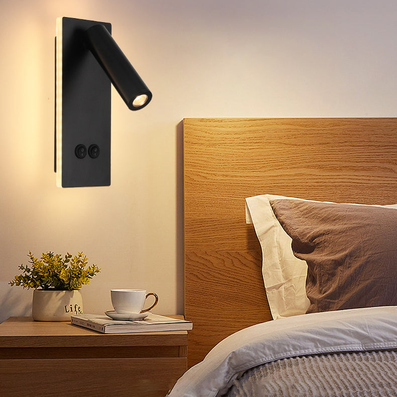 Moderne Minimalistische Rechthoekige ronde ijzeren aluminium LED Wandlamp voor Slaapkamer