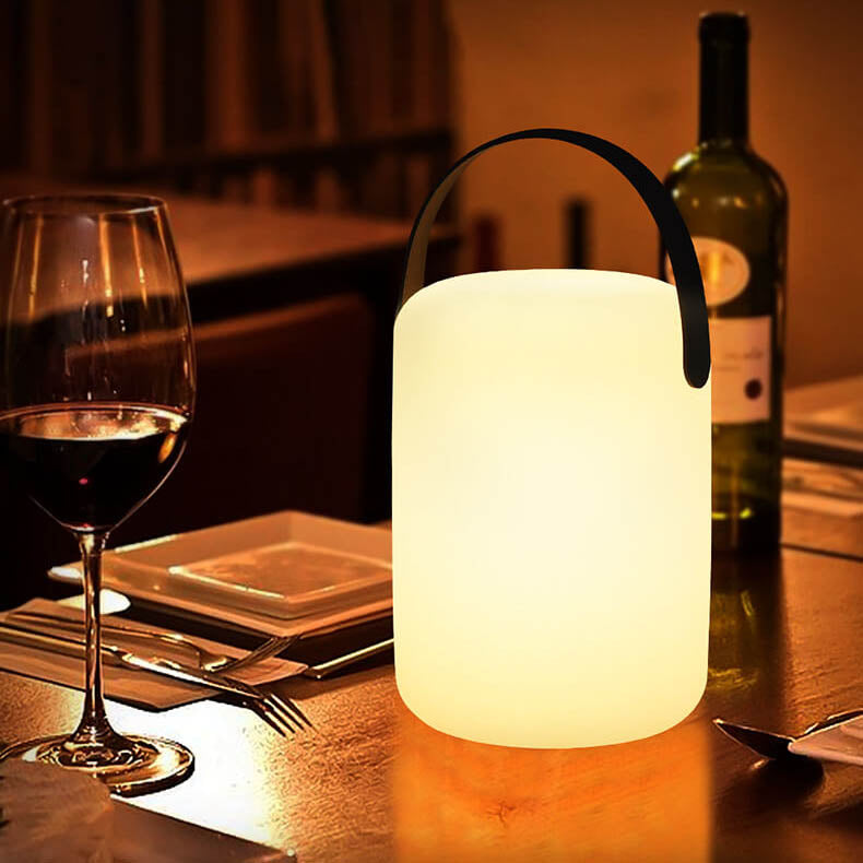 Moderne eenvoud plastic rond vierkant hand LED tafellamp voor buitenpatio