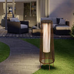 Moderne Minimalistische Solar Waterdichte Ronde Verticale Trekken Strepen IJzer Riet LED Staande Vloerlamp Voor Buiten Terras