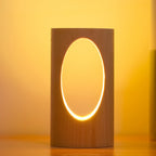 Japanse massief houten rechthoekige zuilen-LED-nachtlamp USB tafellamp