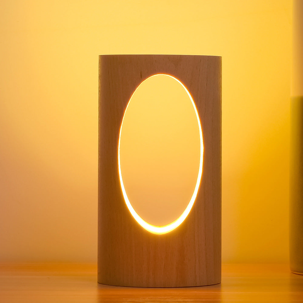 Japanse massief houten rechthoekige zuilen-LED-nachtlamp USB tafellamp