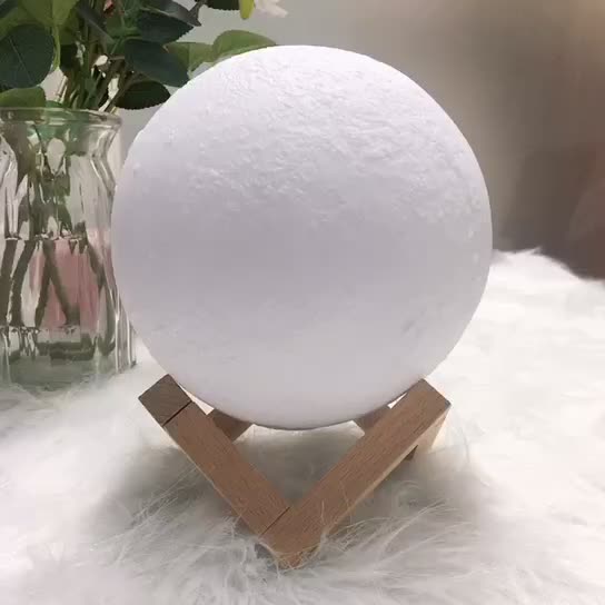 Kreative Mini Oplaadbare 3D Geprinte Maan 1-Licht LED Tafellamp