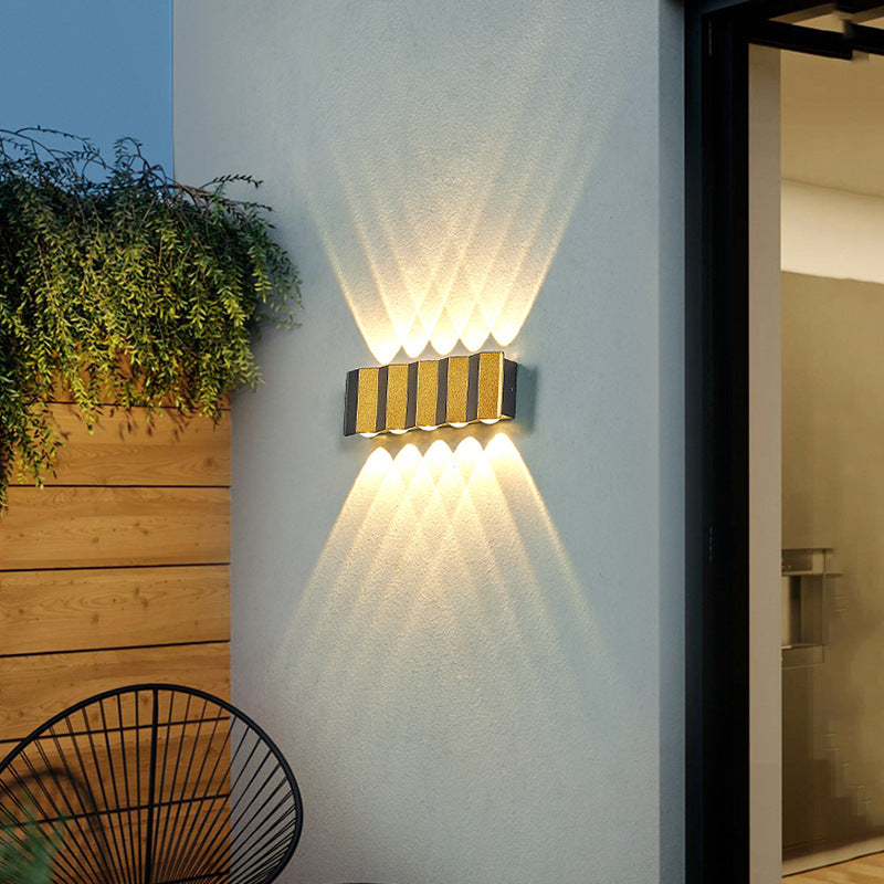 Moderne Licht Luxe Gouden Aluminium Buiten Waterdichte Terras LED Wandlamp
