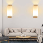 Moderne minimalistische massief houten kubus glazen kolom 1-lamp wandlampen