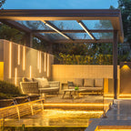 Moderne minimalistische lange rechthoekige Aluminium-PC-LED-inbouwplafondlamp voor buitenpatio