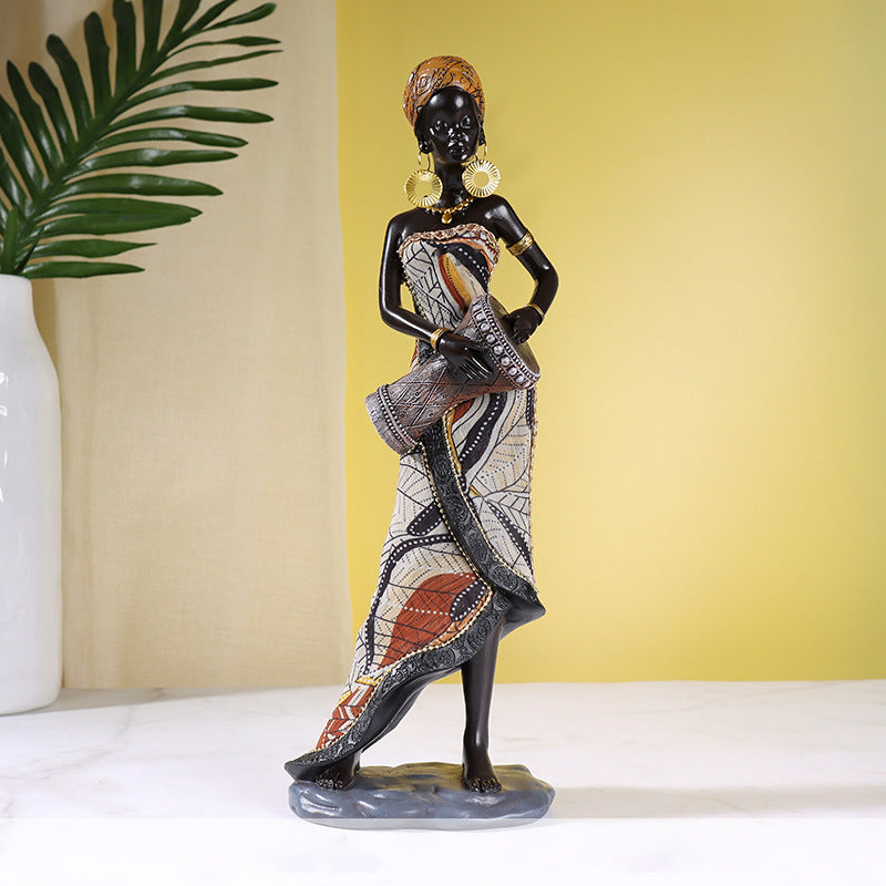 Afrikaanse vrouwelijke muzikant sculptuur
