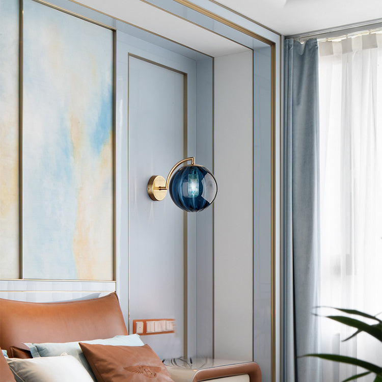 Contemporary Scandinavische ronde bol ijzer glas 1-licht wandlamp voor de woonkamer