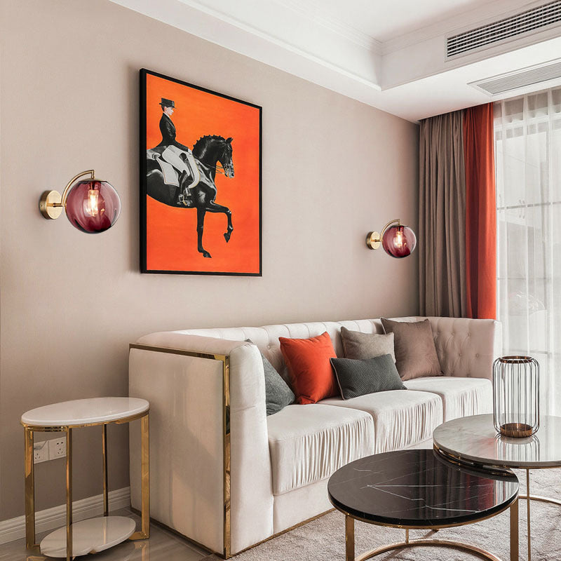 Contemporary Scandinavische ronde bol ijzer glas 1-licht wandlamp voor de woonkamer