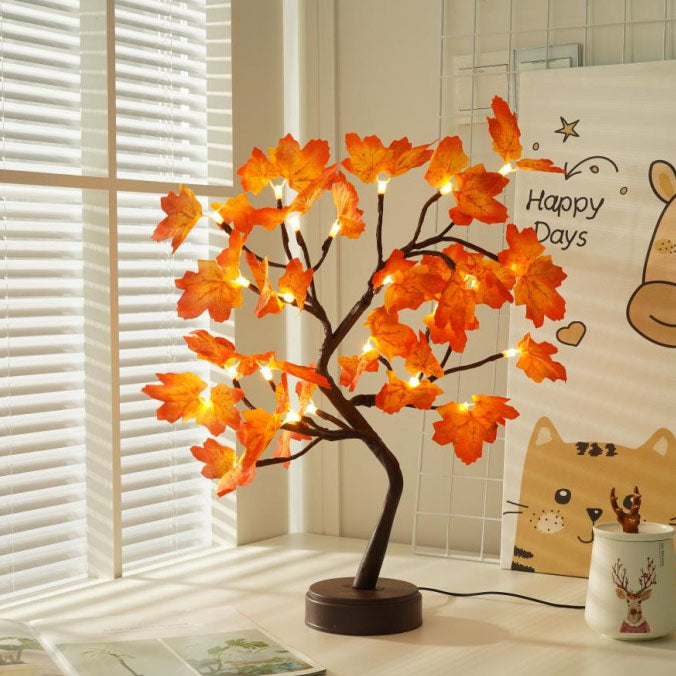 Contemporary Creatieve Kerstkunst Plastic Esdoornblad Boomverlichting LED Decoratieve Tafellamp Voor Slaapkamer