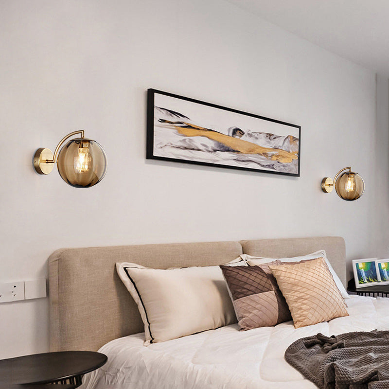 Contemporary Scandinavische ronde bol ijzer glas 1-licht wandlamp voor de woonkamer
