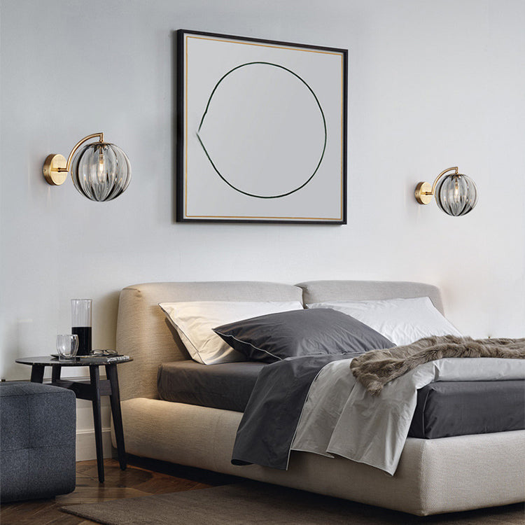 Contemporary Scandinavische ronde bol ijzer glas 1-licht wandlamp voor de woonkamer