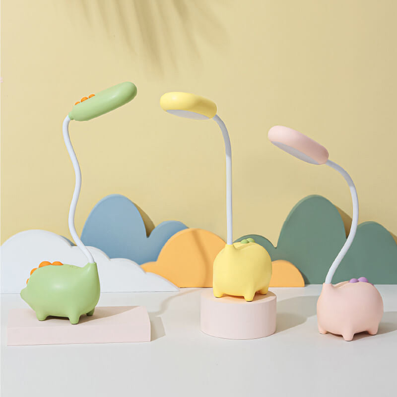 Opladen LED-bureaulamp met cartoon dino ogen zorg