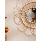 Avosian | Handgemaakte Rieten Decoratieve Wand Spiegel