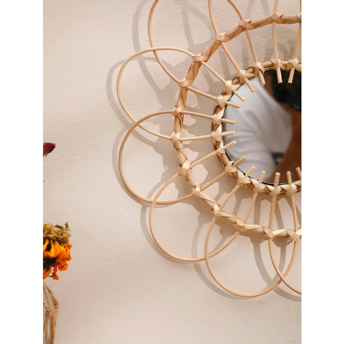 Avosian | Handgemaakte Rieten Decoratieve Wand Spiegel