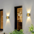 Moderne Licht Luxe Gouden Aluminium Buiten Waterdichte Terras LED Wandlamp