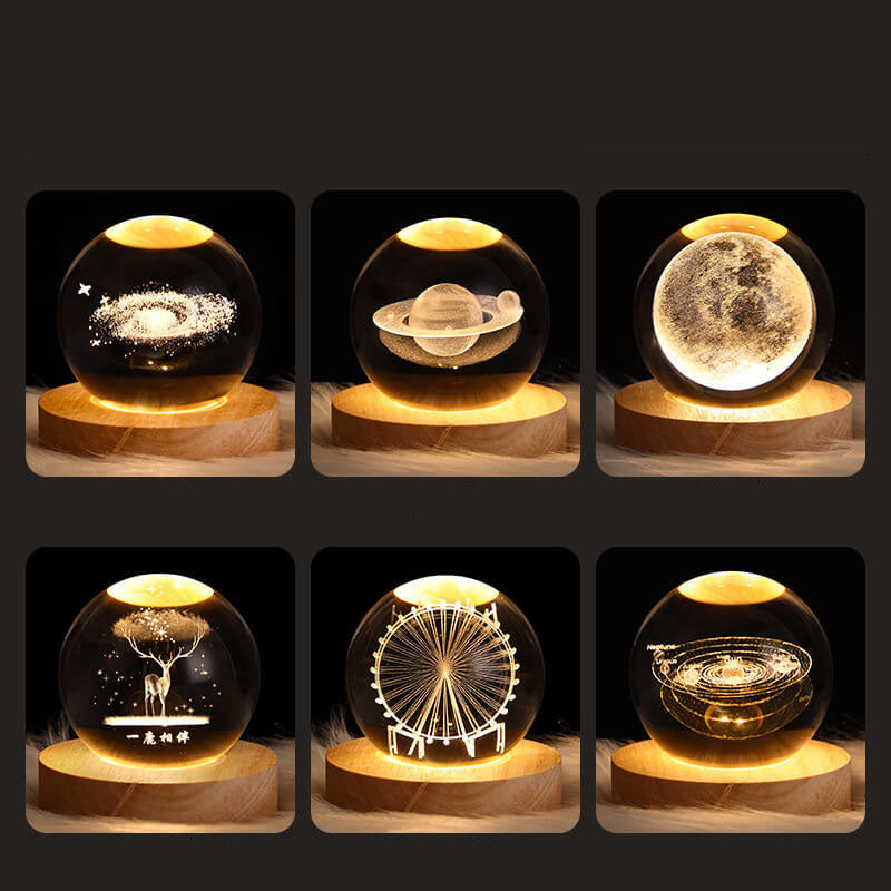 Kreatieve Decoratieve Sterren Systeem Kristallen Bol USB LED Nachtlamp Tafel Lamp
