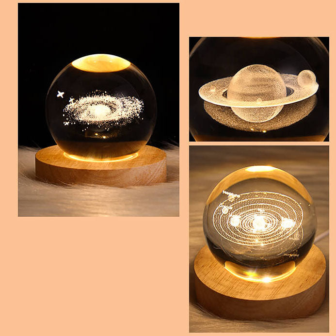 Kreatieve Decoratieve Sterren Systeem Kristallen Bol USB LED Nachtlamp Tafel Lamp