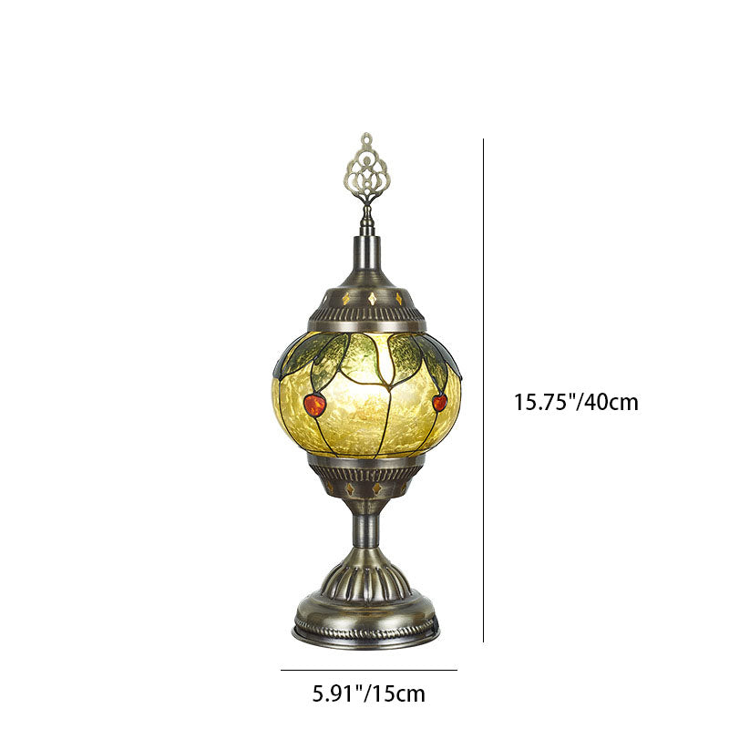 Traditionele Tiffany romantische ovale ijzeren emaille 1-licht tafellamp voor de slaapkamer