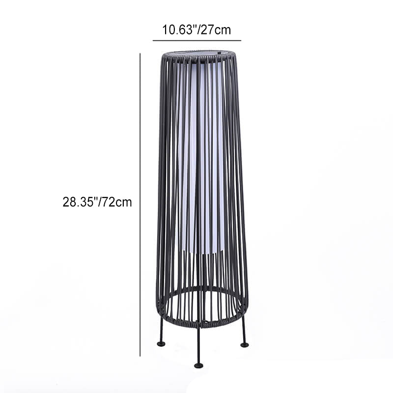 Moderne Minimalistische Solar Waterdichte Ronde Verticale Trekken Strepen IJzer Riet LED Staande Vloerlamp Voor Buiten Terras