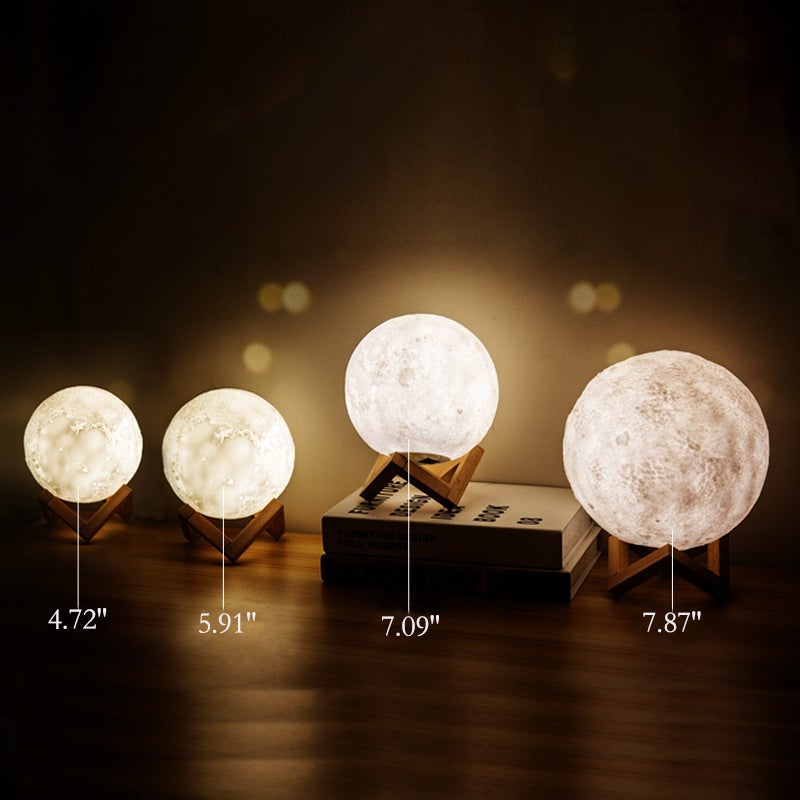 Kreative Mini Oplaadbare 3D Geprinte Maan 1-Licht LED Tafellamp