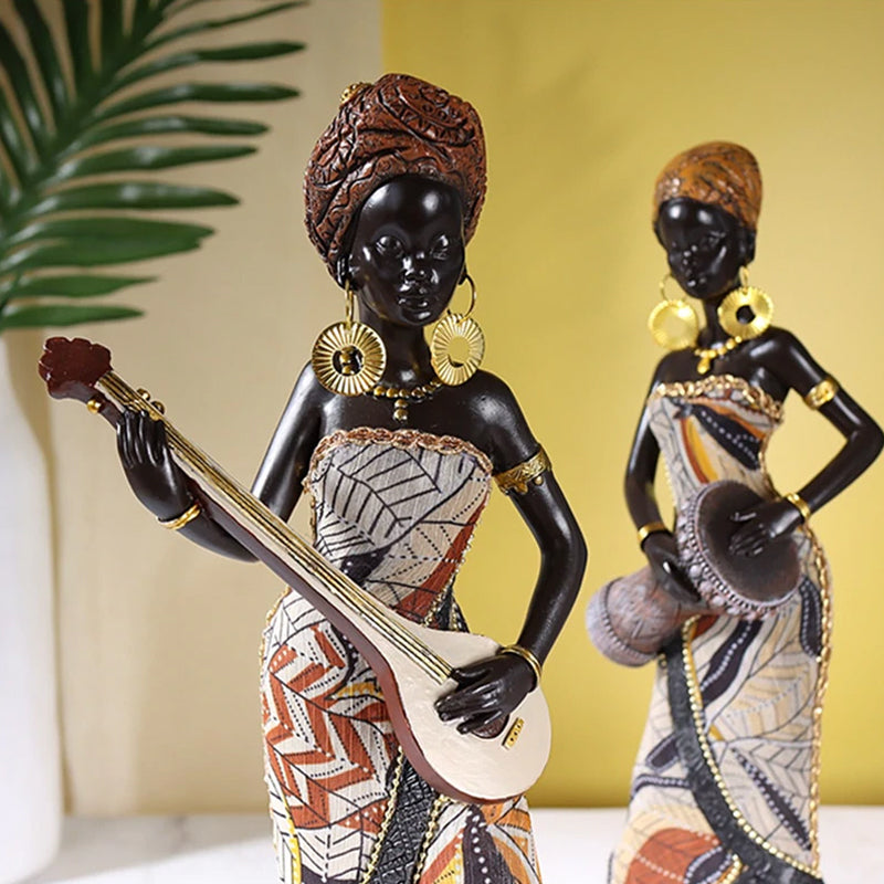 Afrikaanse Vrouwelijke Muzikant Sculptuur