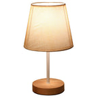 Noordse Vintage Stoffkegel Massief Hout LED Tafel lamp