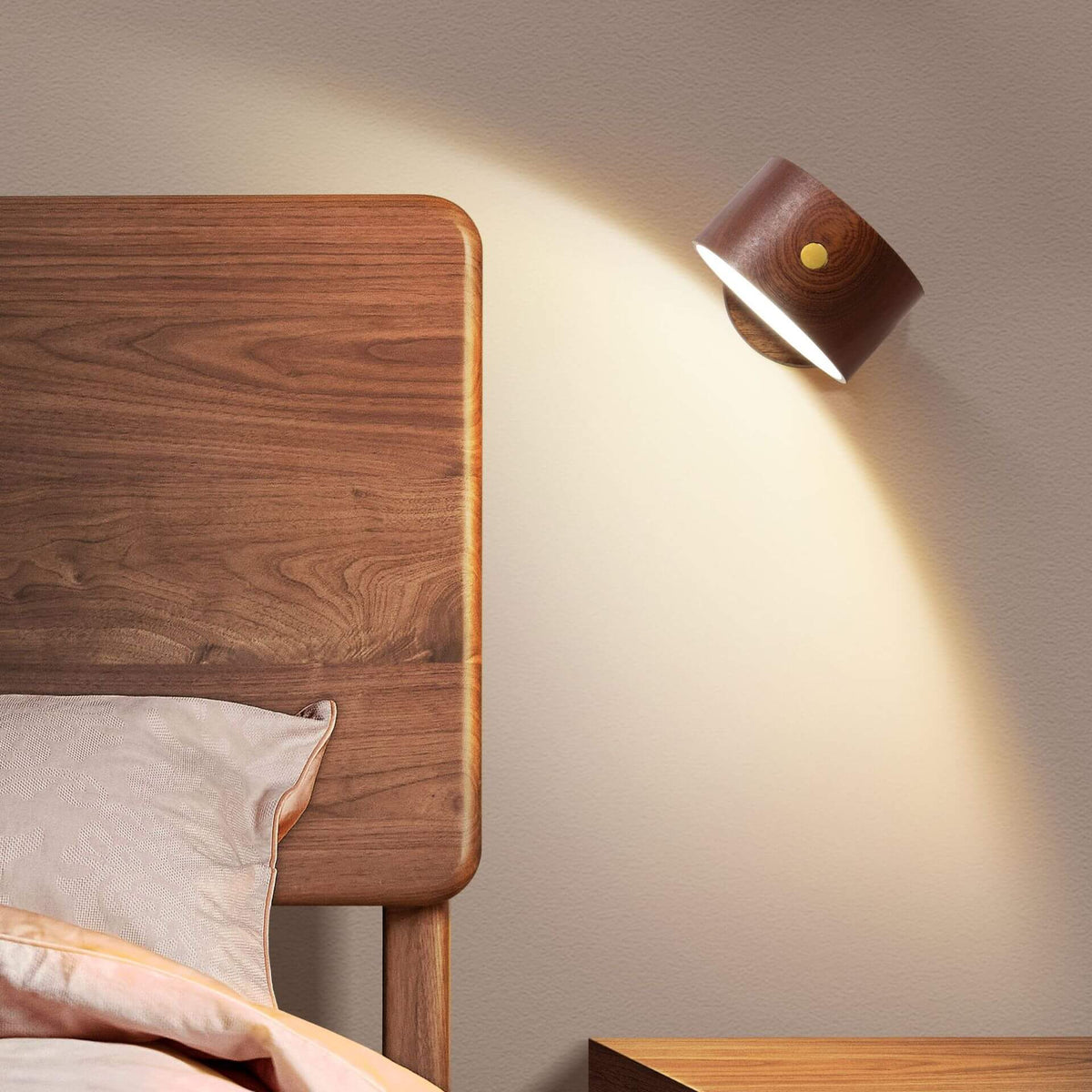 Eenvoudige houten USB oplaadbare touch-magneet LED nachtlamp wand sconces lamp