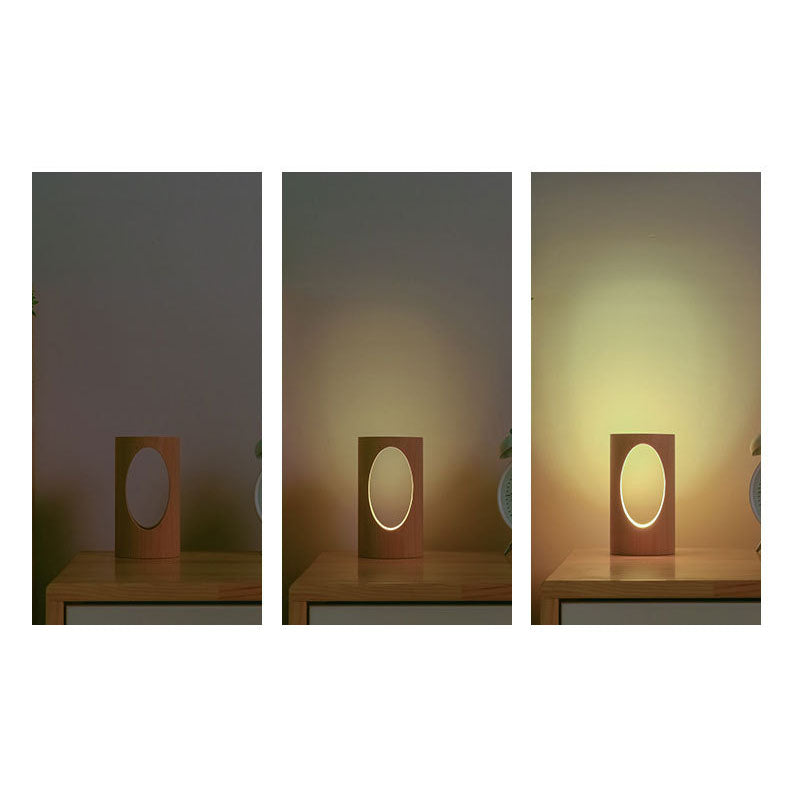 Japanse massief houten rechthoekige zuilen-LED-nachtlamp USB tafellamp