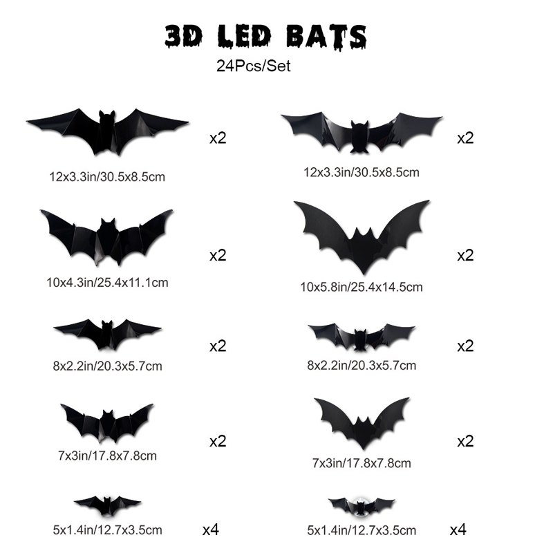 3D Vleermuis LED Wanddecoratie — Maak uw huis tot het engste Halloween-podium met levensechte vliegillusies!