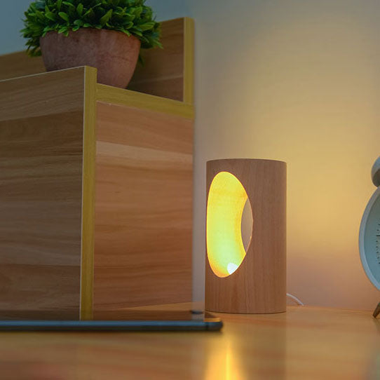 Japanse massief houten rechthoekige zuilen-LED-nachtlamp USB tafellamp