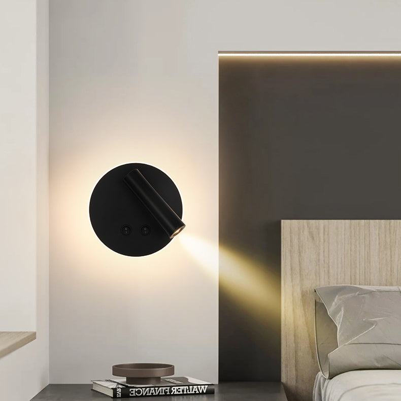 Moderne Minimalistische Rechthoekige ronde ijzeren aluminium LED Wandlamp voor Slaapkamer