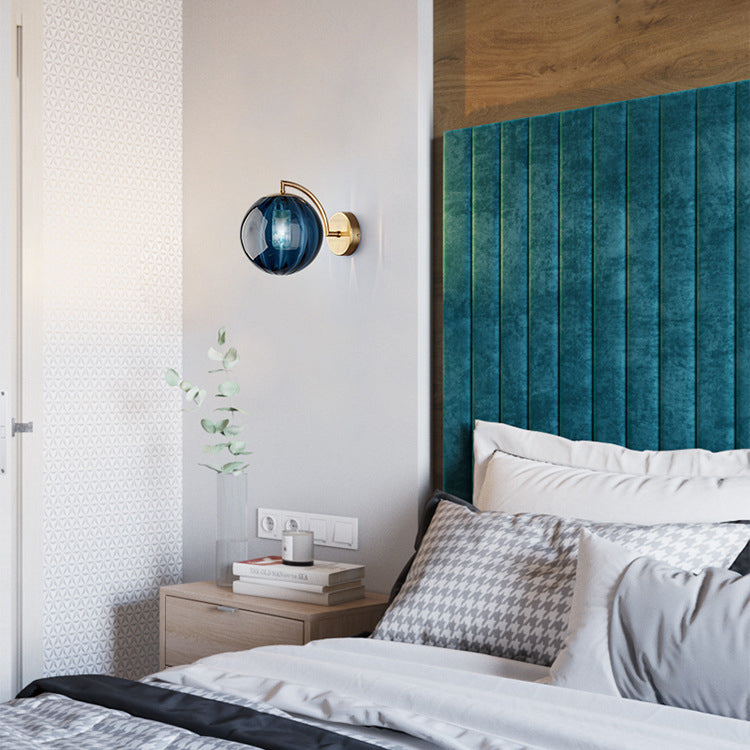 Contemporary Scandinavische ronde bol ijzer glas 1-licht wandlamp voor de woonkamer