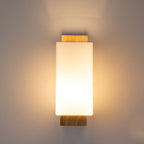 Moderne minimalistische massief houten kubus glazen kolom 1-lamp wandlampen
