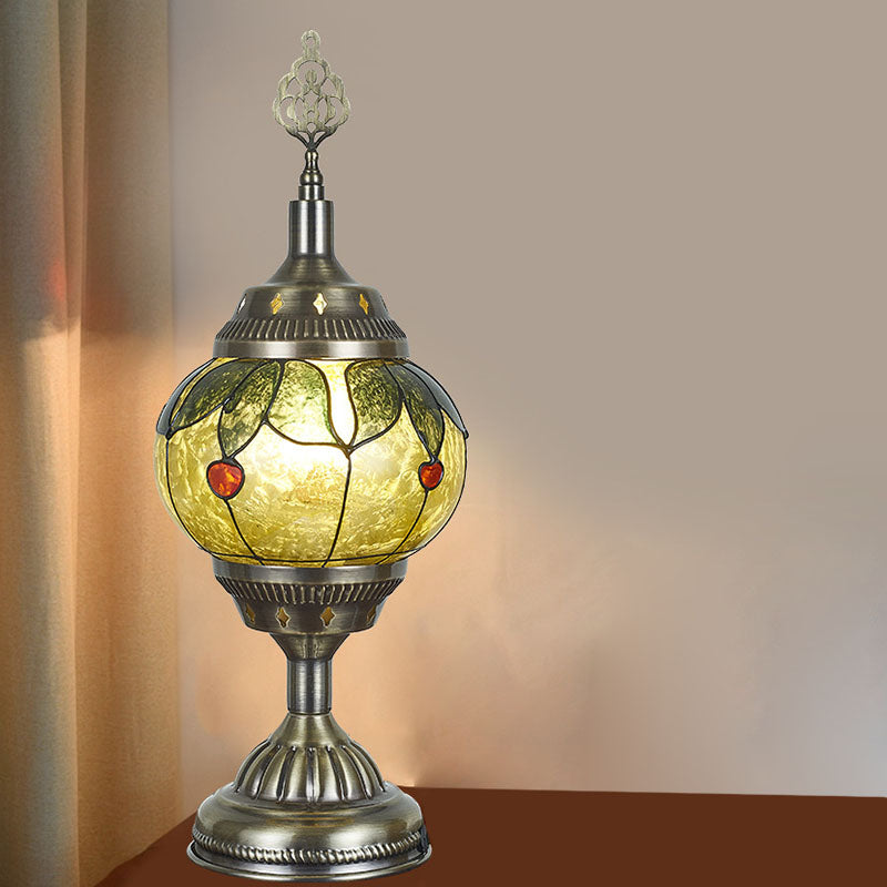 Traditionele Tiffany romantische ovale ijzeren emaille 1-licht tafellamp voor de slaapkamer