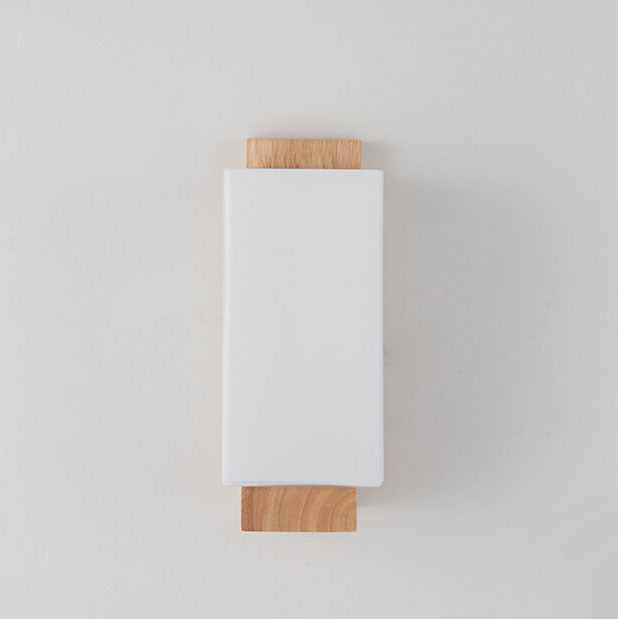 Moderne minimalistische massief houten kubus glazen kolom 1-lamp wandlampen