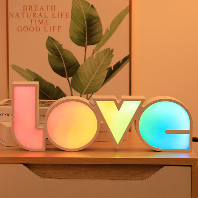 Moderne Art Deco waterdichte PS LOVE letter LED tafellamp voor de slaapkamer
