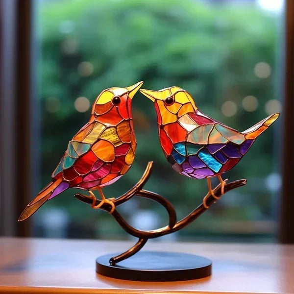 LuxeHome - AvianElegance Vogels gemaakt van gekleurd glas voor een verfijnde interieurontwerp