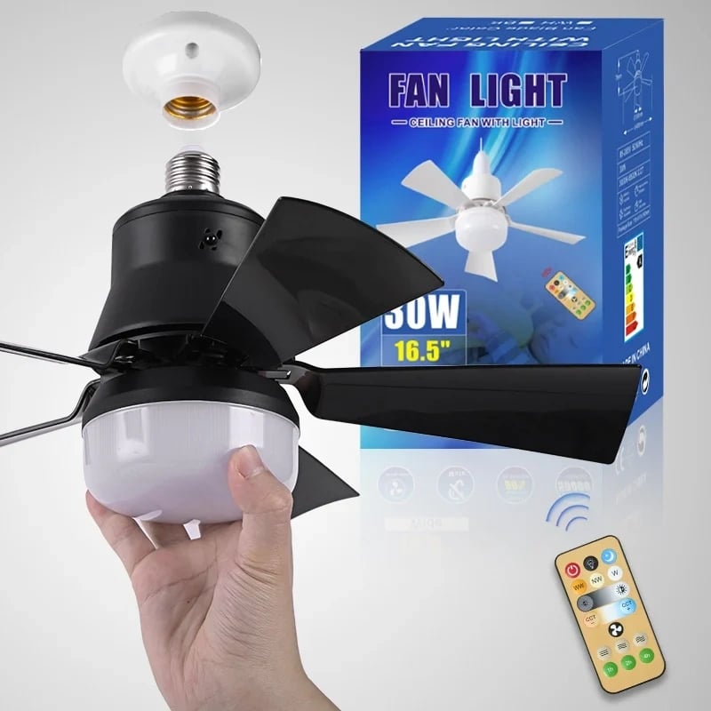 2-IN-1 DRAAGBARE DECKENVENTILATOR & LICHT met afstandsbediening
