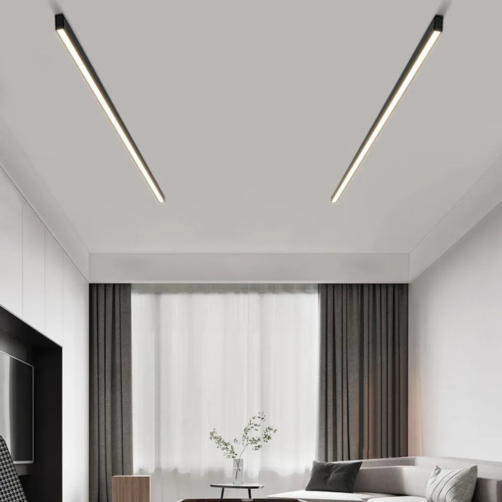 Zwarte metalen plafondlamp LED lineair minimalistisch modern ontwerp
