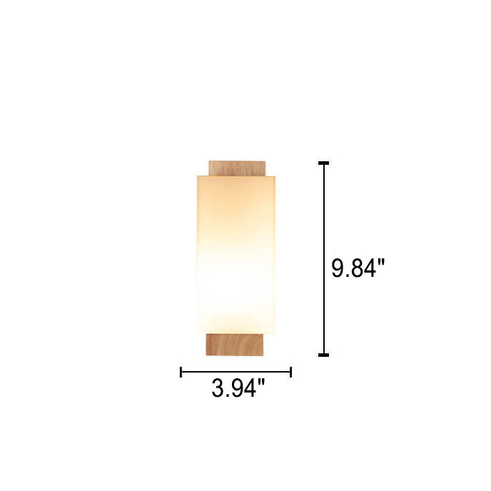 Moderne minimalistische massief houten kubus glazen kolom 1-lamp wandlampen
