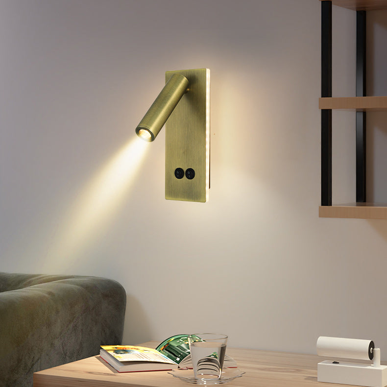 Moderne Minimalistische Rechthoekige ronde ijzeren aluminium LED Wandlamp voor Slaapkamer