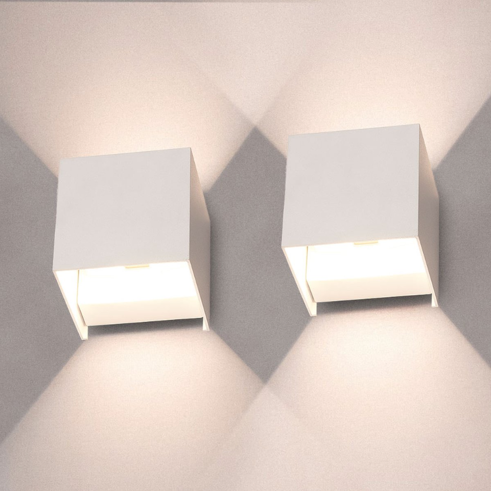Draadloze LED-muurverlichting – Modern kubusontwerp (Set van 2)