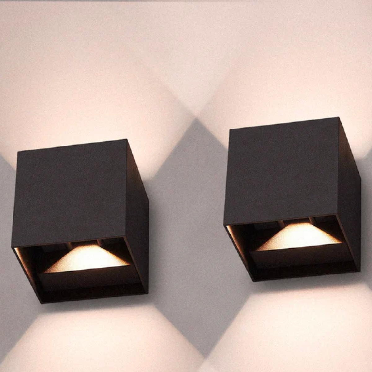 Draadloze LED-muurverlichting – Modern kubusontwerp (Set van 2)