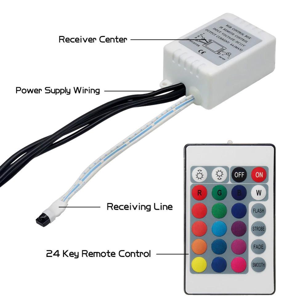 Car RGB LED Strip Light Draadloze Afstandsbediening en Stemcontrole