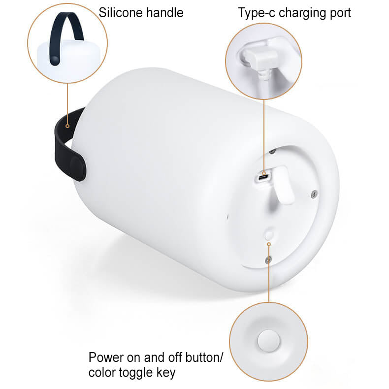 Moderne eenvoud plastic rond vierkant hand LED tafellamp voor buitenpatio