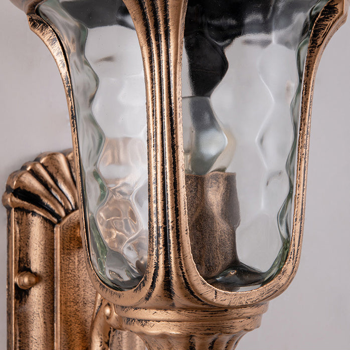 Traditionele Europese waterdichte kasteelvormige Aluminium-Glas 1-licht Buitenwand sconce Lamp voor Tuin