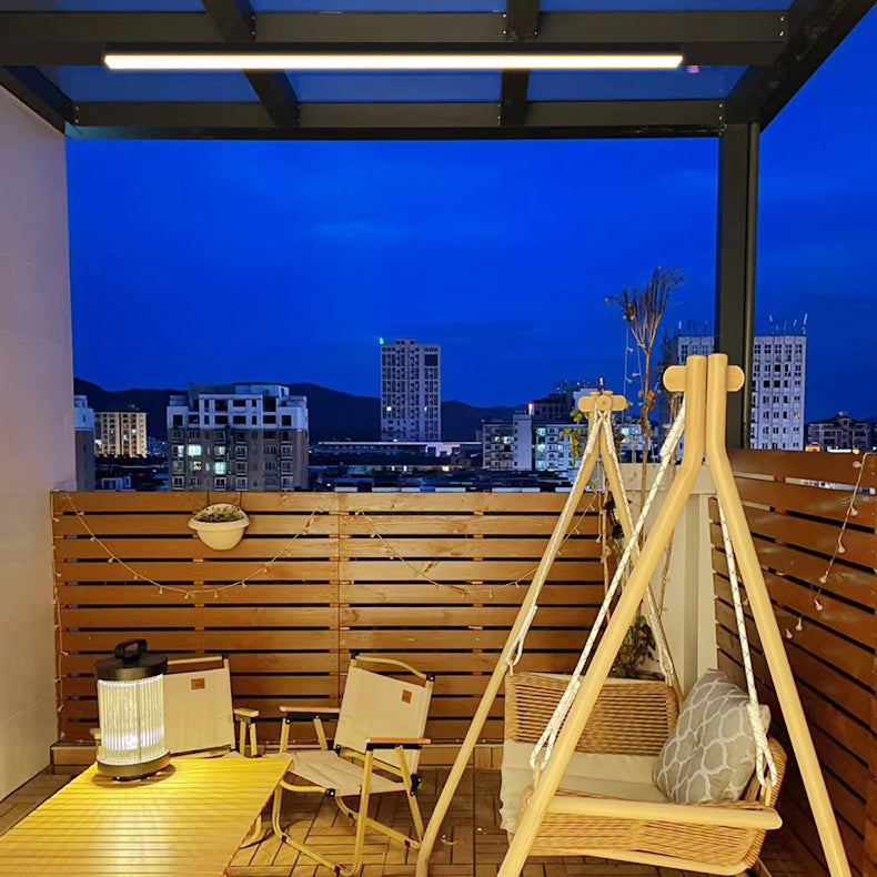 Moderne minimalistische lange rechthoekige Aluminium-PC-LED-inbouwplafondlamp voor buitenpatio