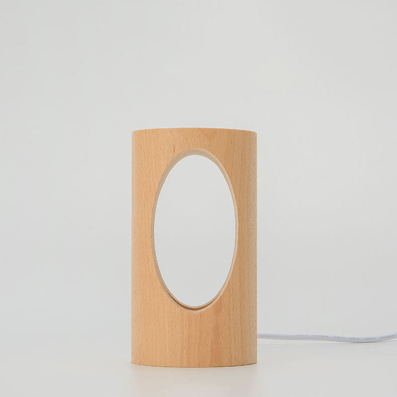 Japanse massief houten rechthoekige zuilen-LED-nachtlamp USB tafellamp