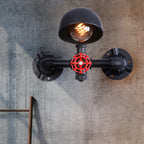 Steampunk Dome Wandlamp met Ventilwiel 1 Kop Metalen Wandverlichting in Zwart voor de Woonkamer