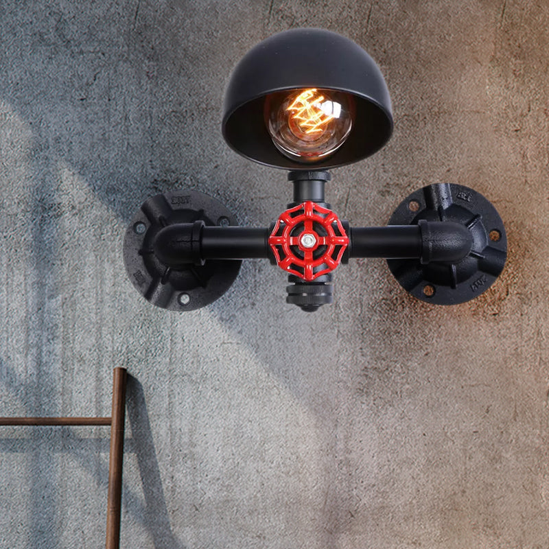 Steampunk Dome Wandlamp met Ventilwiel 1 Kop Metalen Wandverlichting in Zwart voor de Woonkamer